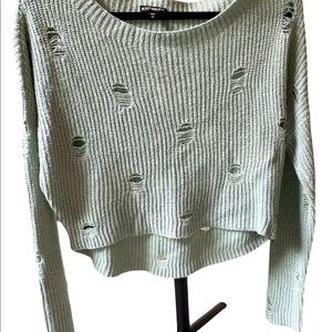 Express crop knit sweater with holes
